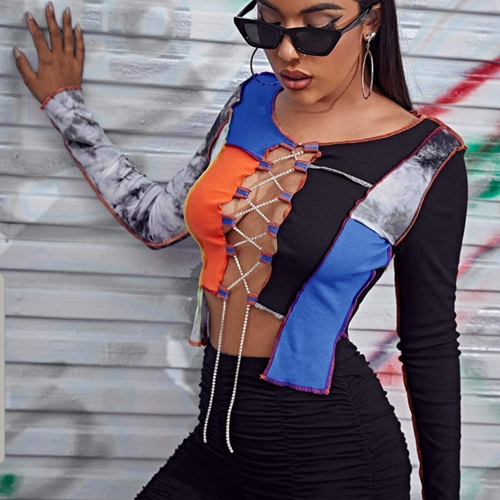 Long Sleeve Lace Up Top